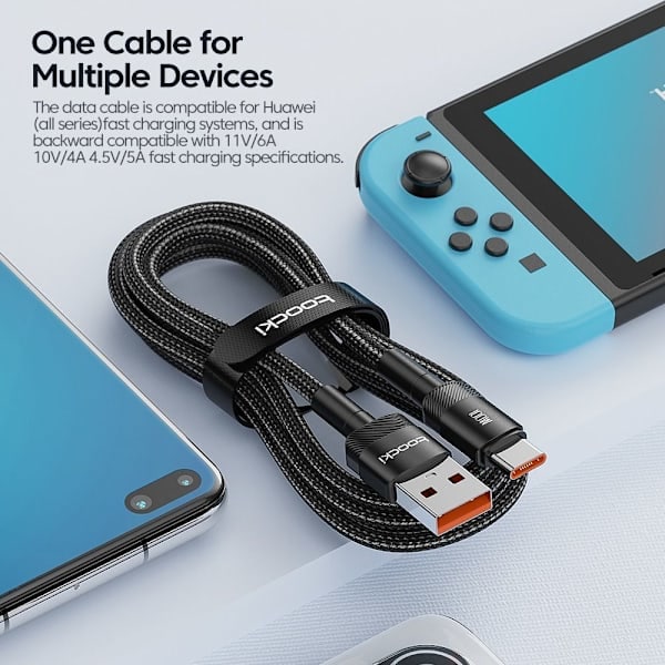 Mobildatakabel Opladerkabel BLÅ 1M Blå 1m Blue 1m