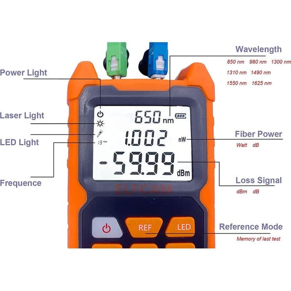 E-200 Bærbart Optisk Multimeter Fotometer med VFL, Testområde: -70 dBm til +6 dBm