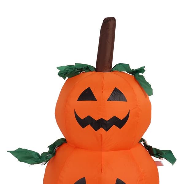 1,2 m oppustelige Halloween-lyskæder med 3 stablede græskar, 100-240V, til have, fest, EU-stik