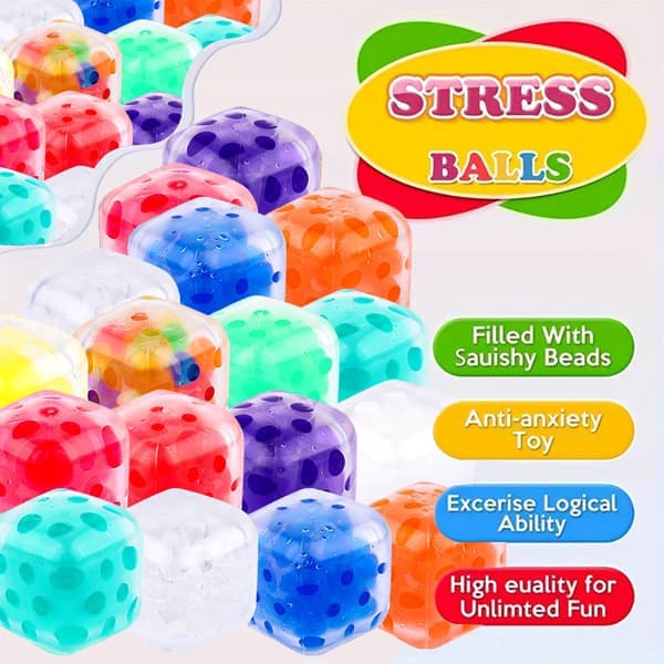 20-pak Squishy Stresskuber Fidget Legetøj, Squishy Bold, Squishy Fidget Legetøj til Angstdæmpning, til Voksne, Festgaver, Fødselsdag