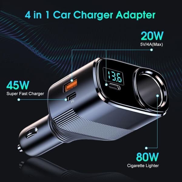 145W USB-C billader, USB Type-C billader, 80W billaderadapter, 45W rask USB billader og XXW dobbel USB billader