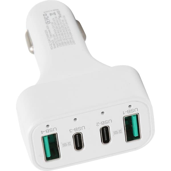 40W USB-C Hurtig Biloplader, Cigartænderadapter med 4 USB-C og USB-A porte, PD og QC3.0 kompatibel.