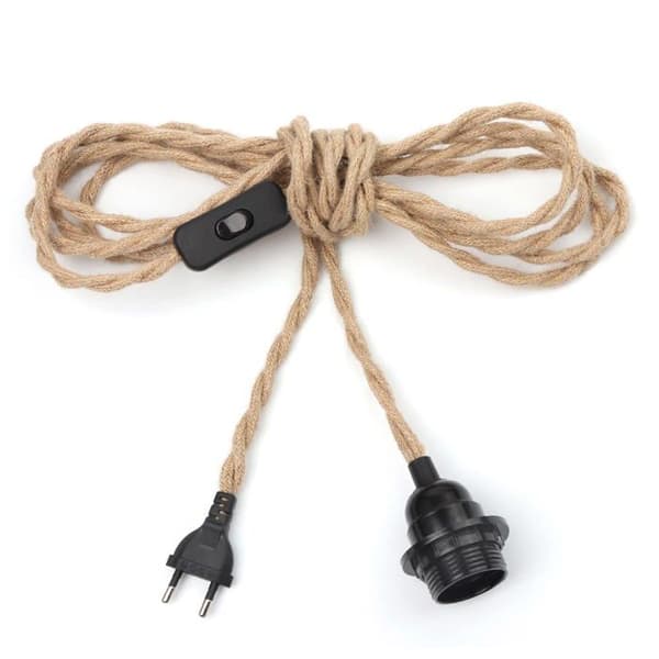 Hamptov Lysekrone Kabel 4,5m, E27 Fatning Afbryder med Ledning Pære, Til Gør-det-selv Pendellampe