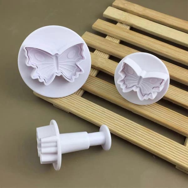 3 stk sommerfugl stempel fondant kutter DIY kake stempel bakeutstyr