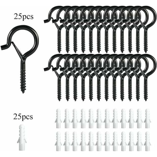 Crochet-Q 25 kappaleen ruuvikoukut, ruuvikoukut, kattokoukut, riippuvat kattokoukut, ruuvattavat seinäkoukut, ruuvikoukut tuulelle