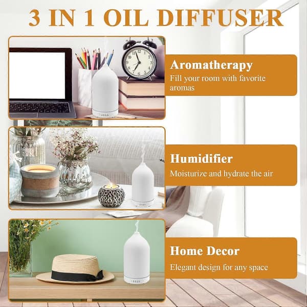 200 ml Ultralyd Aromaterapi Diffuser Hjem Elektrisk Diffuser, Stille Luftfukter Kjølig Tåke med Timer og Auto Avstenging