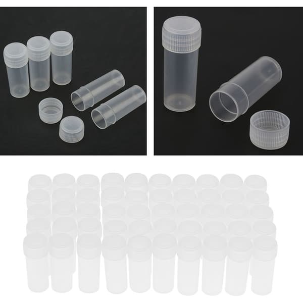 50 5 ml plastprovflaskor för miniatyrförvaring och organisering