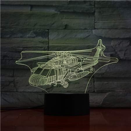 Natlys USB 3D LED Natlys Uh-60 Utility Helikopter Flymodel Black Hawk Fighter Dekorativt Lys Fly Bordlampe Sengelampe