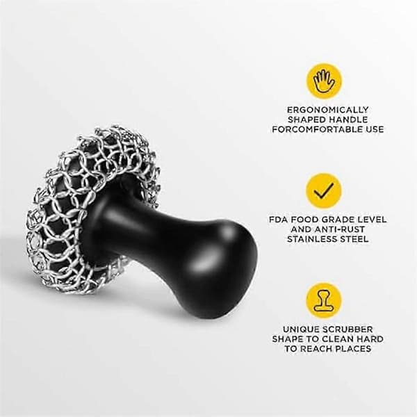 Støpejernsskrubber, Støpejernspanne-renseskrubber, Kjedepanserskrubber for stekepanne, Støpejernspanne