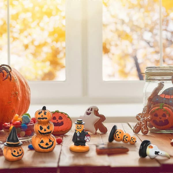 2026 3-pack Halloween Mini Pumpastaty Mini Harts Pumpa Spöke Prydnad Saga Halloween