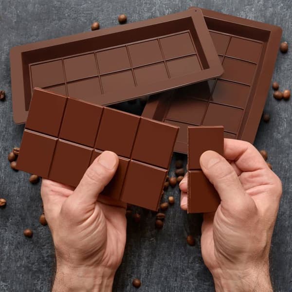 2-delt Dubai chokoladebarform, dyb silikone chokoladeform med skraber, silikone chokoladeforme
