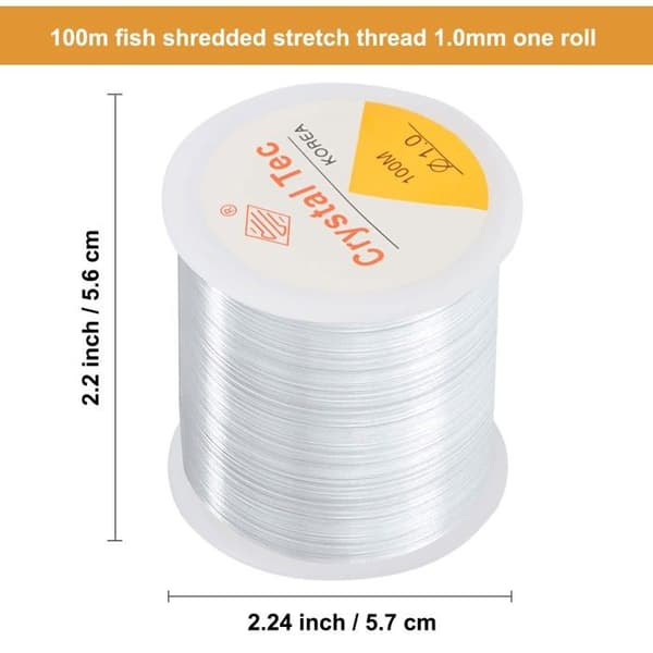 Stærk 100m elastisk nylontråd til armbåndsfremstilling, 1mm gennemsigtig elastisk fiskesnøre til armbåndsfremstilling