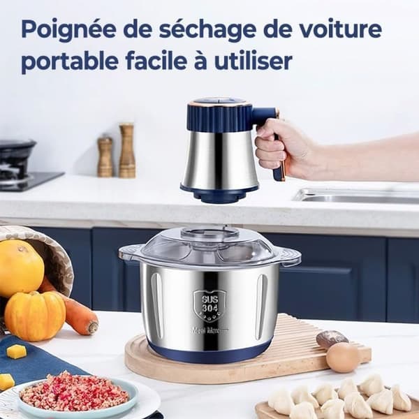 Elektrisk foodprocessor, kødhakker, 500W, 304 rustfrit stål, 5L kapacitet, grøntsagshakker, 5 knapper