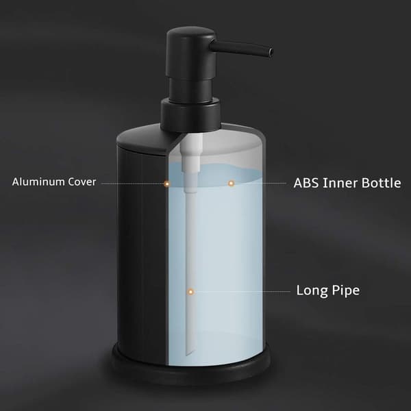 Sort sæbedispenser, aluminium sæbedispenser, 500 ML, rustfrit stål, til køkken og badeværelse