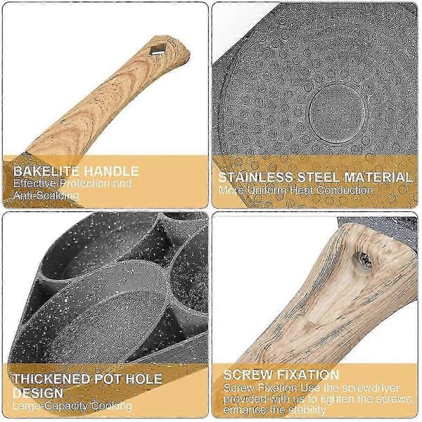Egg Stekepanne, Non-Stick Pannekakepanne Eggpanne Med 4 Huller Stekt Eggpanne Pannekakemaker For Induksjon