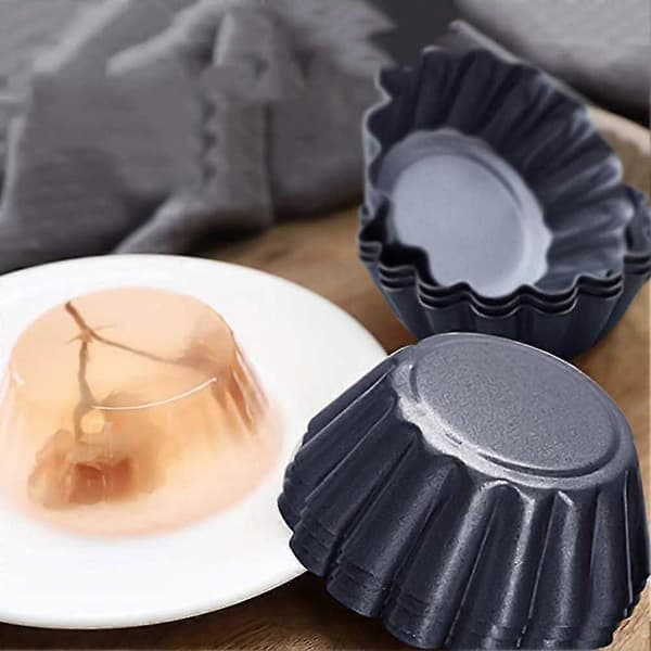 12-pakks eggetertform 7,5 cm minikakeform karbonstål pannekakeform (svart)