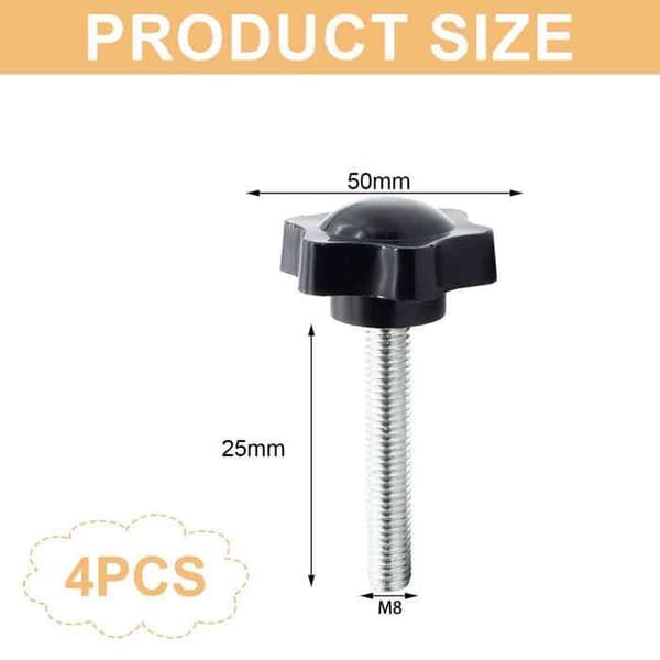 Knop og bakelit Ø 50 mm han M8X25 (pakke med 4)