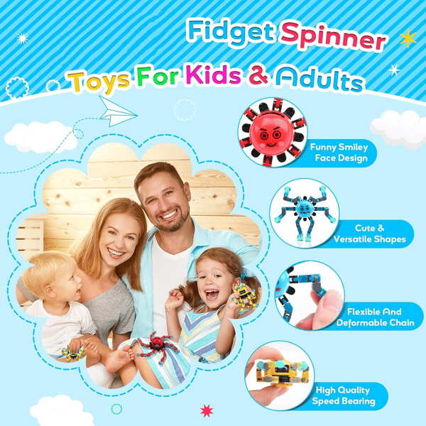 Muunneltavat Fidget Spinnerit – 3 aistilelua lapsille ja aikuisille, joilla on autismi tai ADHD Multicolored A
