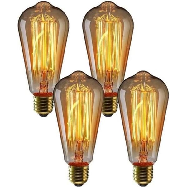 4 x E27 Wolka 40W Edison glødepære Vintage ST64 Varmhvit