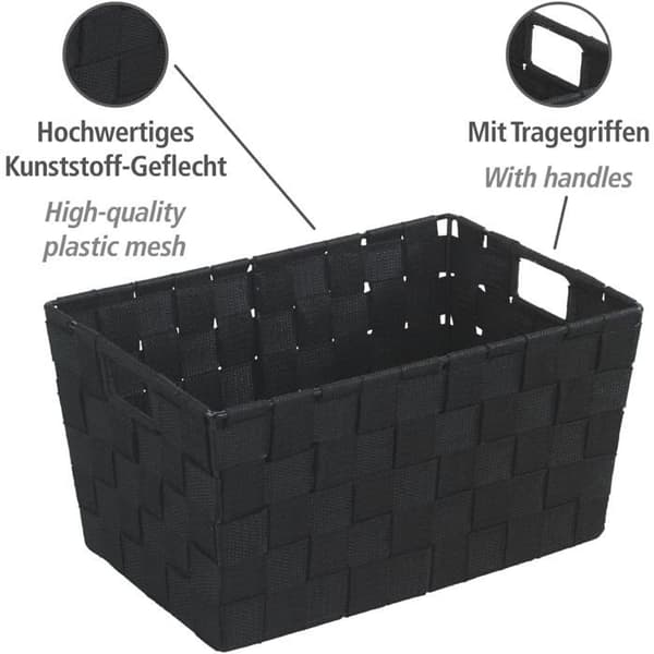 Opbevaringskurv - Sæt med 2 - Sort Vævet Polypropylen - Organisering til Badeværelse og Køkken -