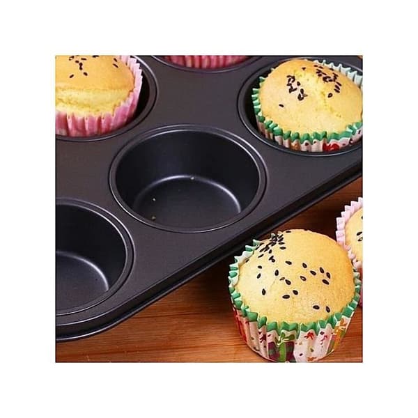Stor 12-hulls non-stick metall miniform og cupcakeform, 35 x 27 cm - LaPetiteCaverne
