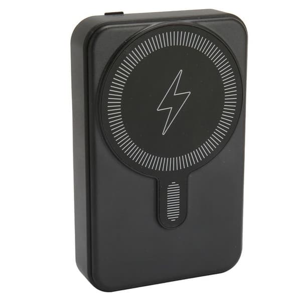 Bærbar 10.000 mAh trådløs oplader med LED-display og magnetisk batteri til iPhone 14, 13 og 12 Mini, sort