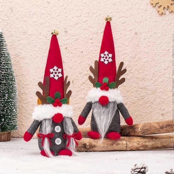 Julgnome, 2 julgnomeprydnader, tomtengnome, julgnome, julpynt, tomtprydnader, plysch, julgransprydnader
