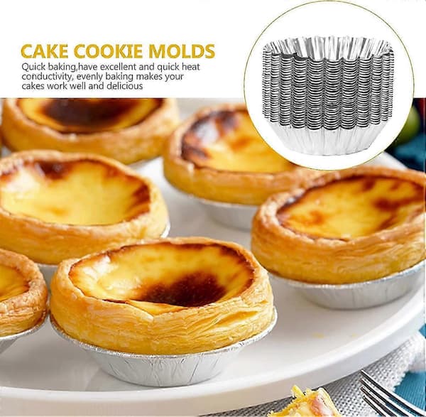 Sæt med 30 non-stick aluminium tærteforme til cupcakes, småkager, budding og kage