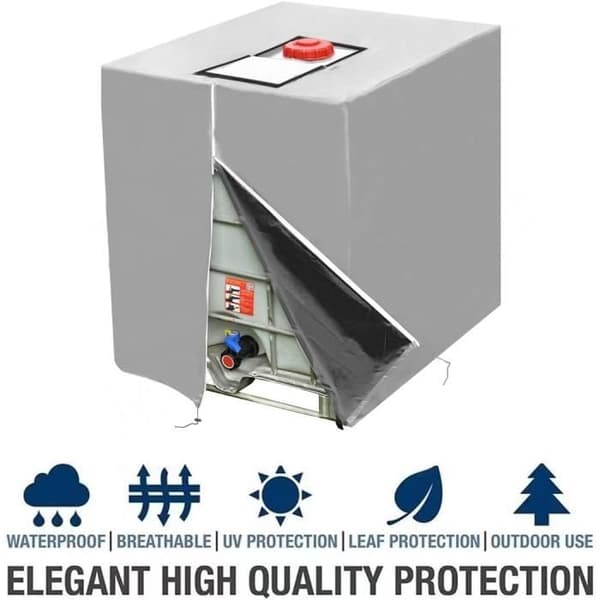 Presenning til 1000L IBC Tank - MÆRKE - 210D Polyester - UV-resistent - Regntæt - Snøre