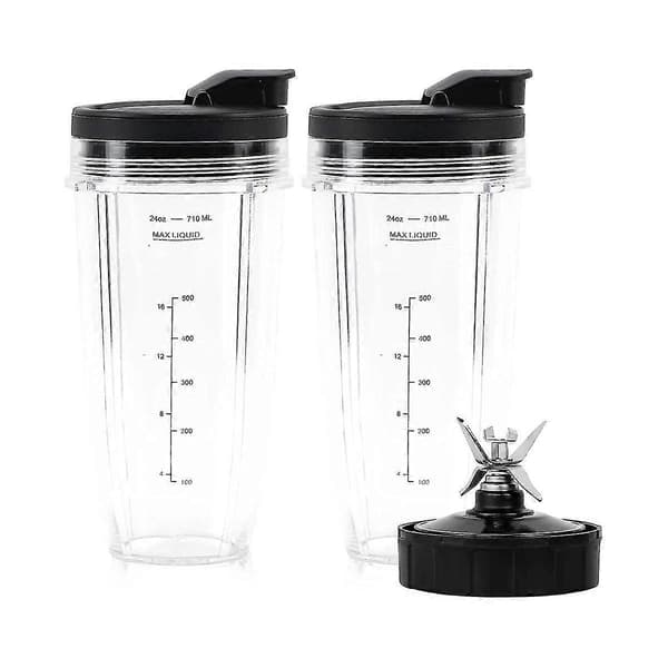 Erstatningsblenderkopper til Ninja BN801-24 Oz kopper med 7-finneblade, passer til BL480 BL482 BL642