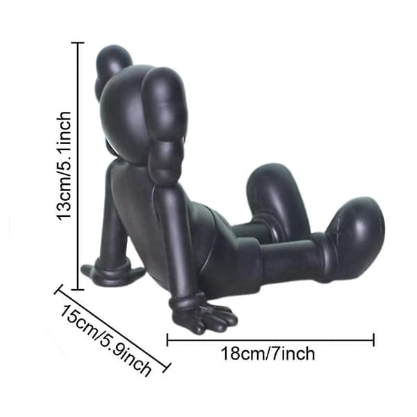 Kaws Model Legetøj med siddende position PVC Tegneseriefigur Samlerdukke Bilinteriør Sort Black