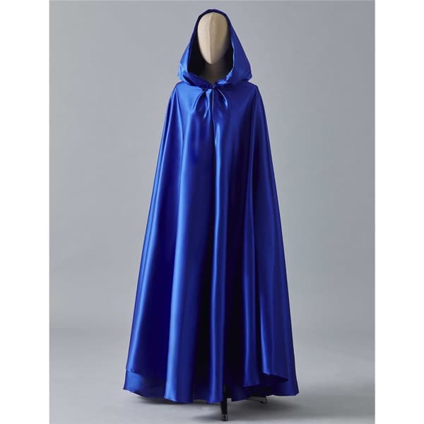 Brudekappe med hette for kvinner Brudekappe Poncho Full lengde (170) Blå sateng hettekappe Halloween