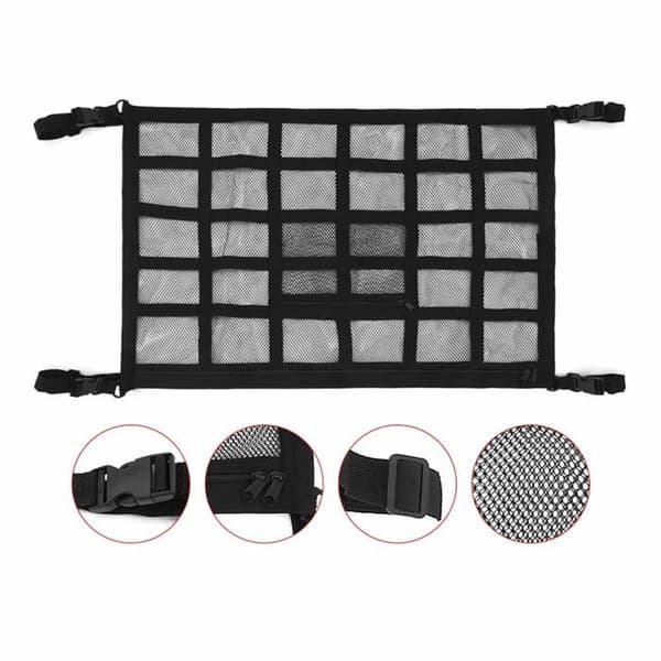 Biltak oppbevaringsnett, universell netting oppbevaringspose, elastisk netting innerlomme, svart (90*65cm)