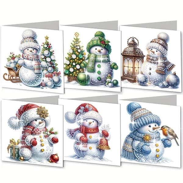 6 stk glitrende kunstgratulasjonskort I2G0 snømann 6 stk Snowman 6pcs