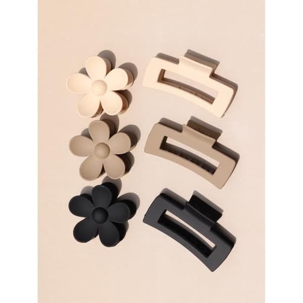 Hårklämmor - Blomma - Rektangulär - Plast - 6 stycken - Damaccessoarer