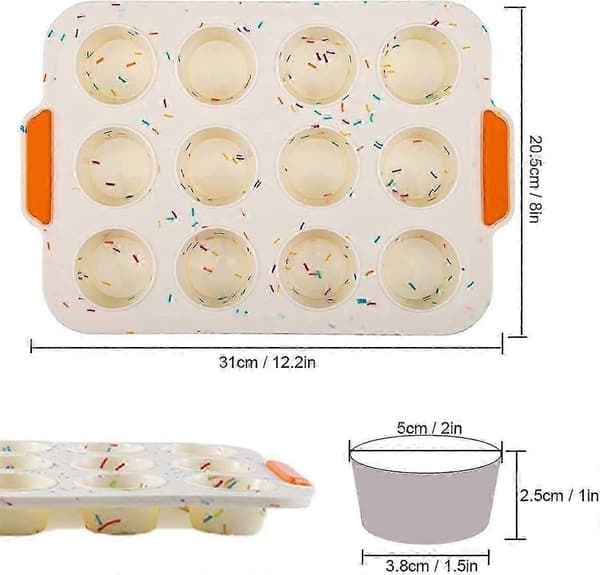 Cupcake- og Muffinforme Silikone Muffinforme til Bagning 12 Kopper Nonstick Mini Muffin Cupcake m
