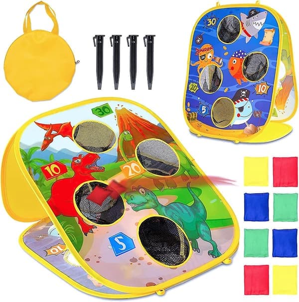 Sækpose-spil til børn 3-8 år, foldbart Cornhole-sæt, udendørs og indendørs spil, gave til drenge til fødselsdag eller jul