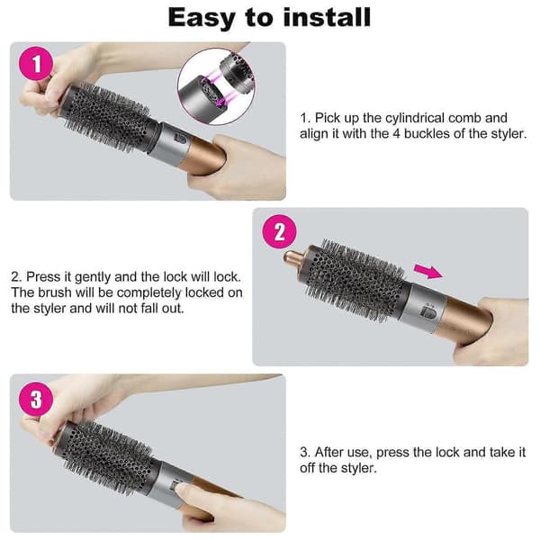 Rund Volumizing Børste Tilbehør Til Dyson Airwrap Hårstyler Rose