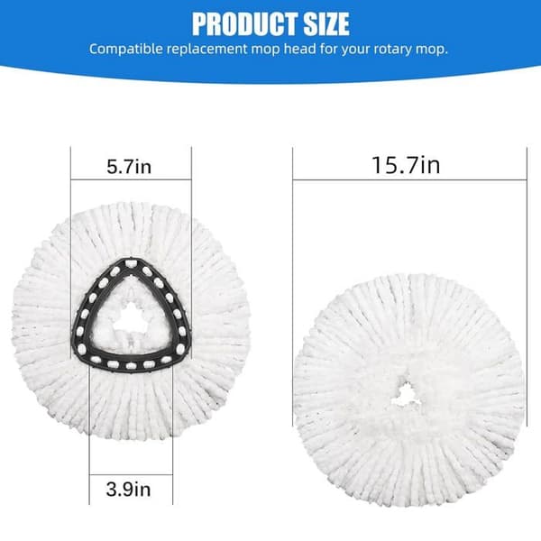 Pakke med 5 erstatningshoder for svingbare moppehoder, kompatible med Vileda trekantede svingbare moppehoder.