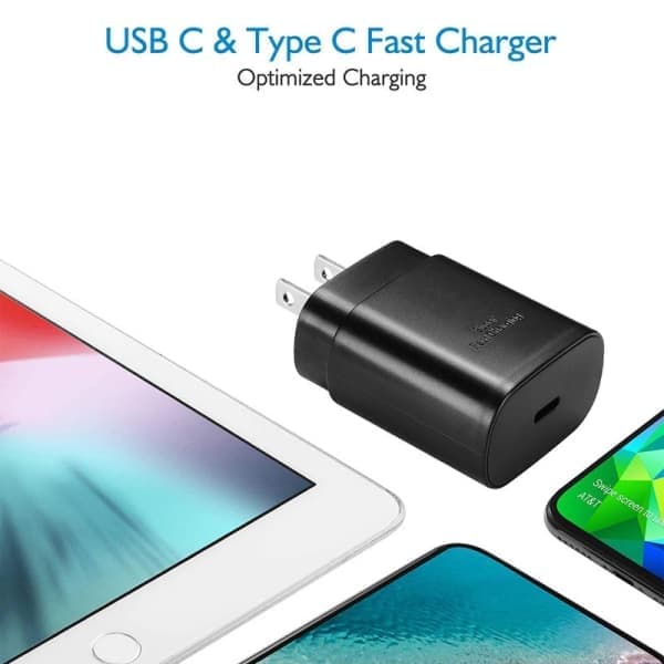IC 25W Oplader til Galaxy S22 S21 Note 20 Super Hurtig Opladning USB P Sort EU Stik