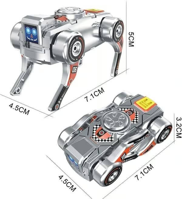Transformerende robot-hund fidget spinner, ingen batterier nødvendig, oppladbar gange, kul gadget-gave til tenåringer og barn, gull