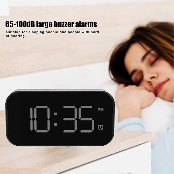 SSRGV USB LED Digital Touch Väckarklocka 12/24H Bärbar Sängklocka för Hem Sovrum Resa Vit