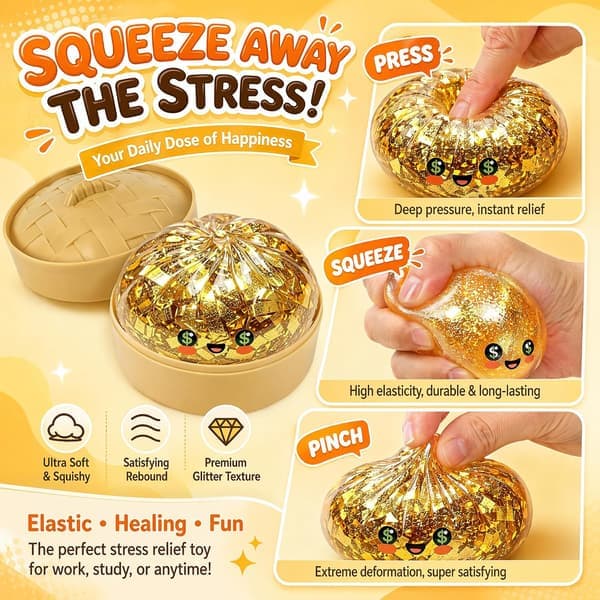 Glitter Dumpling Squishy – 2026 mysterieboks farverige stressbolde til angstlindring – Skrivebordslegetøj