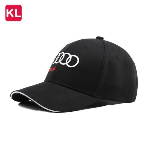 Sort - Broderet bil baseballkasket solhat dekoration til Audi A3 A4 A5 A6 A7 A8 Q2 Q3