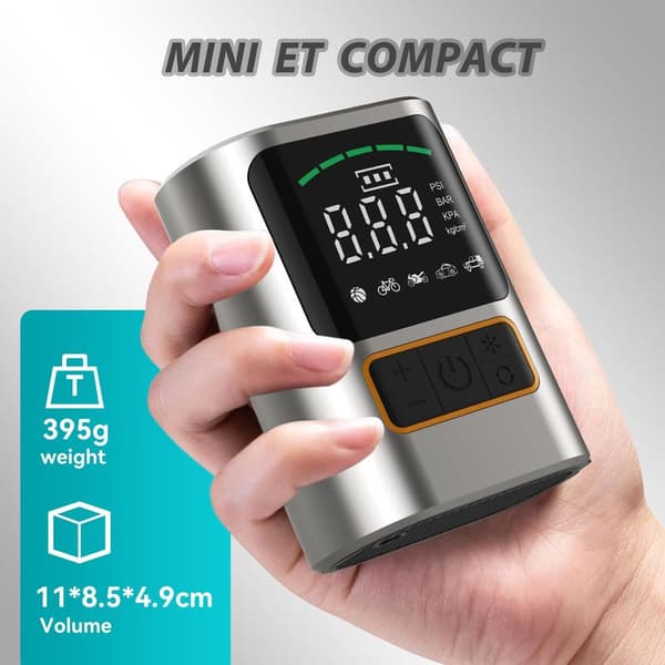 Mini elektrisk luftpump, ny version bildäckspump, cykelpump med digital LCD-skärm, 4000mAh, 150PSI, bärbar luftkompressor för