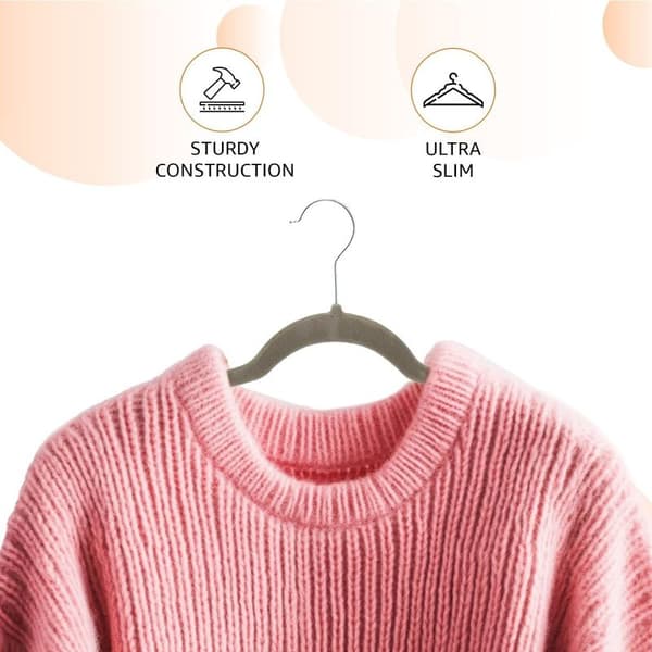 Amazon Basics Slanke fløjlsbøjler, skridsikre, grå/sølv, pakke med 30