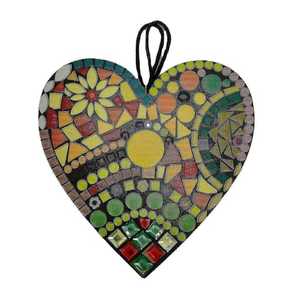 Store Mosaik Have Hjerte Skulptur Indretning Ornamenter