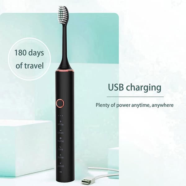 Electric Toothbrush with 8 Brush Heads, 6-Speed Timer, IPX7 Waterproof