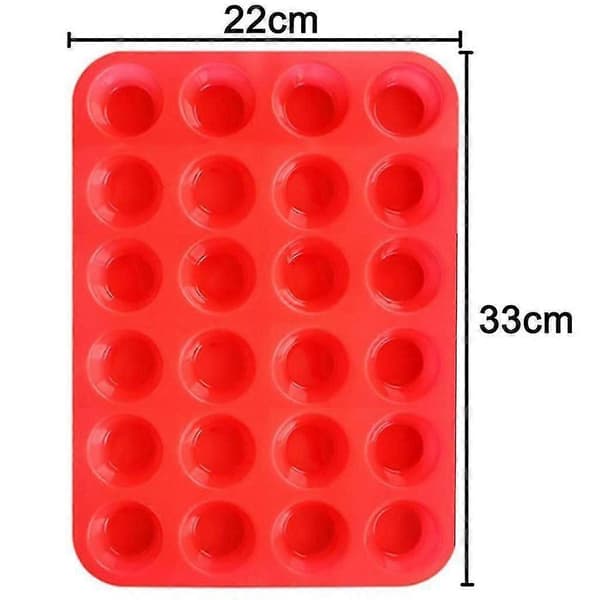 Nonstick Silikon Mini Muffins- og Cupcake Bakeform - 24 Kopper, BPA-fri, 100 % Silikon