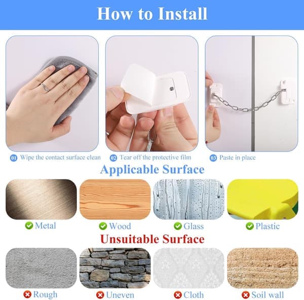 Window and Door Locks for Children, Adjustable Window Safety Locks, Strong Adhesive Refrigerator Locks to Block Doors and Cabinets